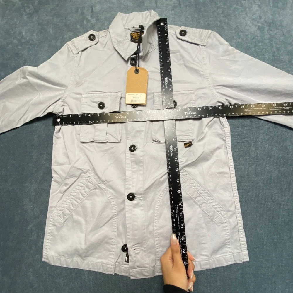 Civilianaire Peace Jacket Men XS Gray Cotton Outdoor Travel Classic Button Front